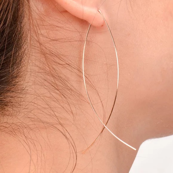 Thin Gold Earrings - Picture 2 of 3